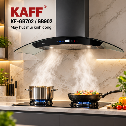 Máy Hút Mùi KAFF KF-GB702 / KF-GB902 Kính Cong Cảm Ứng Khói Nhiệt 1000m³/h