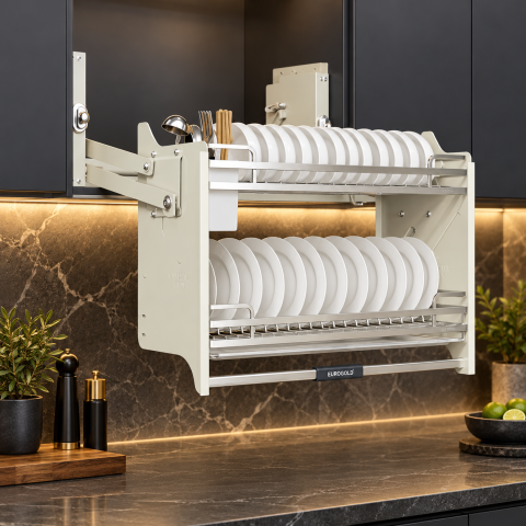 Giá Bát Di Động Nan Dẹt EUROGOLD Inox 304 – Khung Trắng
