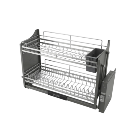 KỆ BÁT ĐĨA NÂNG HẠ THÔNG MINH - NAN DẸT INOX 304 BGKC01