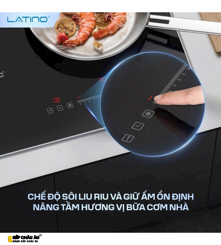 Bếp Điện Từ Latino LT-3579.V8 – 2 Vùng Nấu Booster 2400W, Mặt Kính Euro Platinum