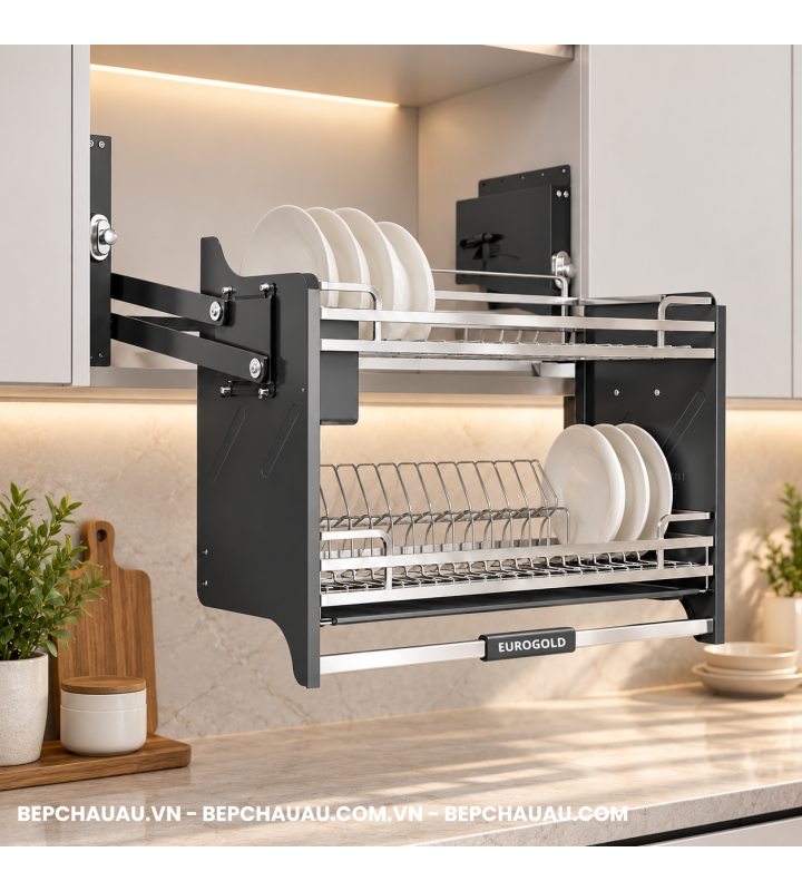 Giá Bát Di Động Nan Dẹt EUROGOLD Inox 304 Khung Xám Cao Cấp