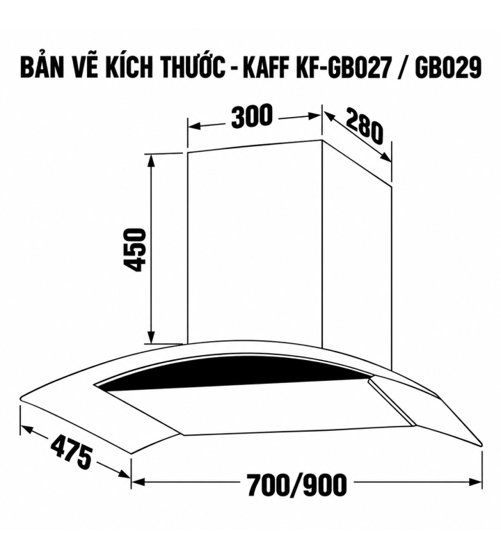 Máy Hút Mùi Kính Cong KAFF KF-GB027 / KF-GB029 Cảm Ứng 1000m³/h