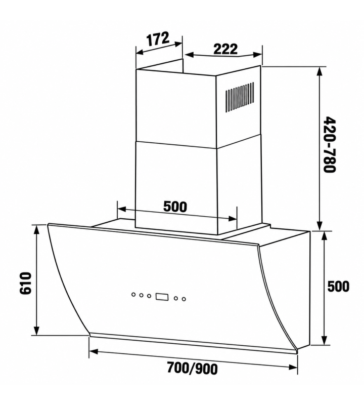 Máy Hút Mùi KAFF KF-LUX-AT70H-WH / AT90H-WH Kính Trắng Tự Động Đóng Mở