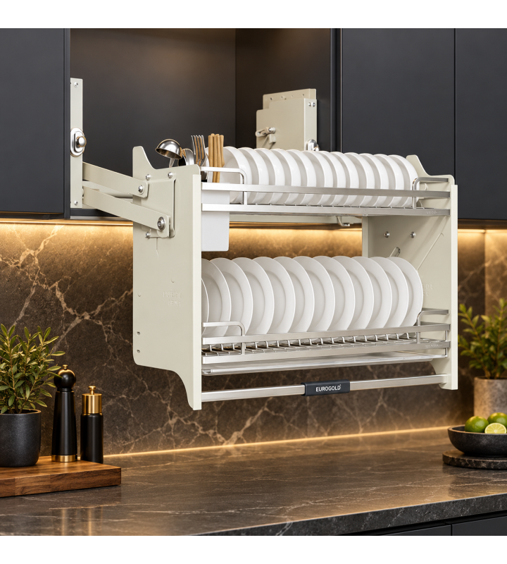 Giá Bát Di Động Nan Dẹt EUROGOLD Inox 304 – Khung Trắng