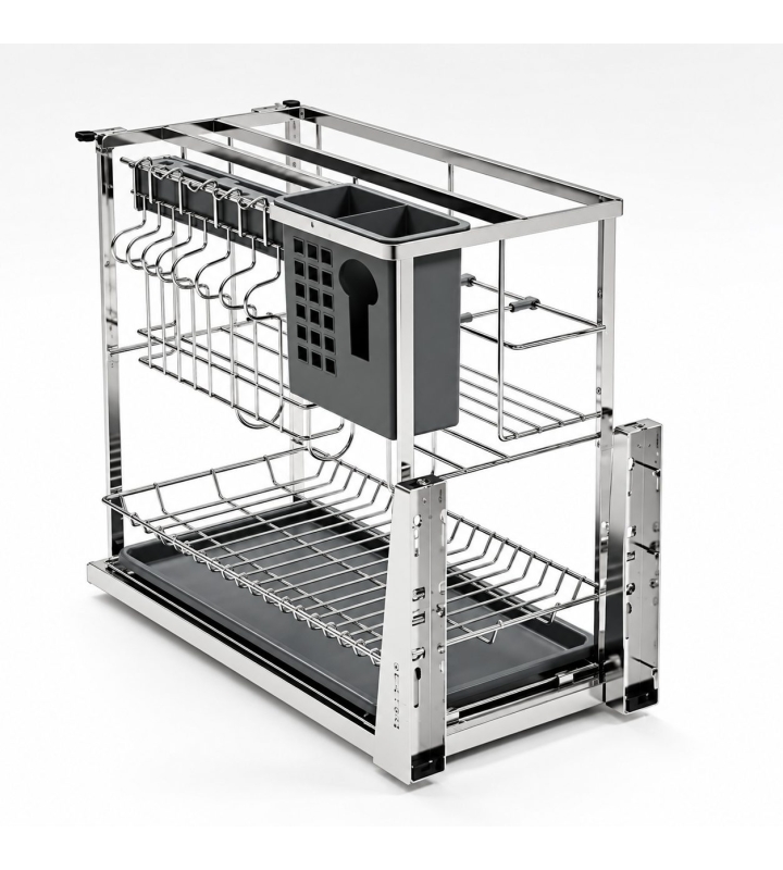 Giá Dao Thớt Nan Dẹt Inox Mờ EUROGOLD 304 – Hệ Dẫn Hướng Chống Rung