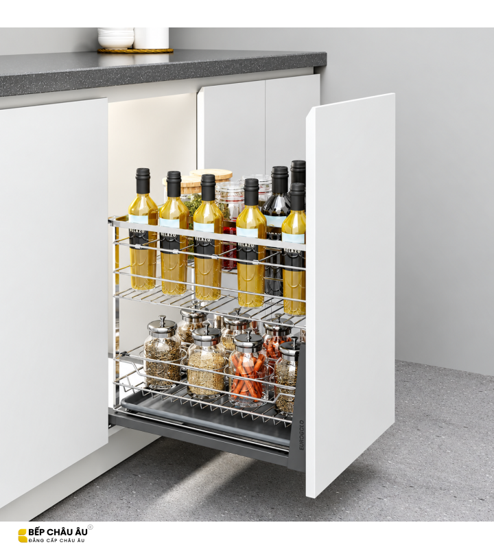 Giá Gia Vị Inox Nan Dẹt EUROGOLD 304 – Ray Giảm Chấn