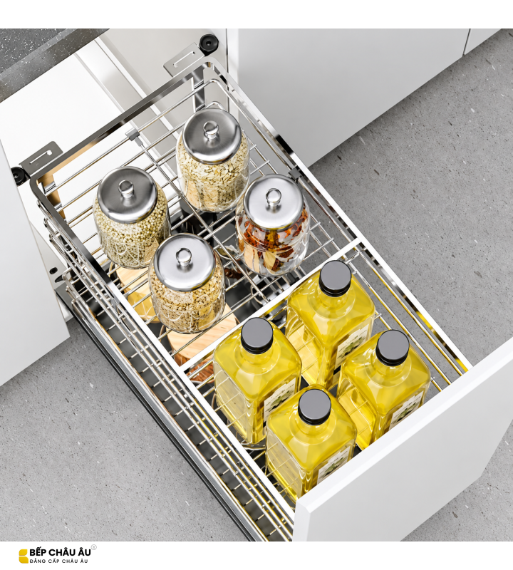 Giá Gia Vị Inox Nan Dẹt EUROGOLD 304 – Ray Giảm Chấn
