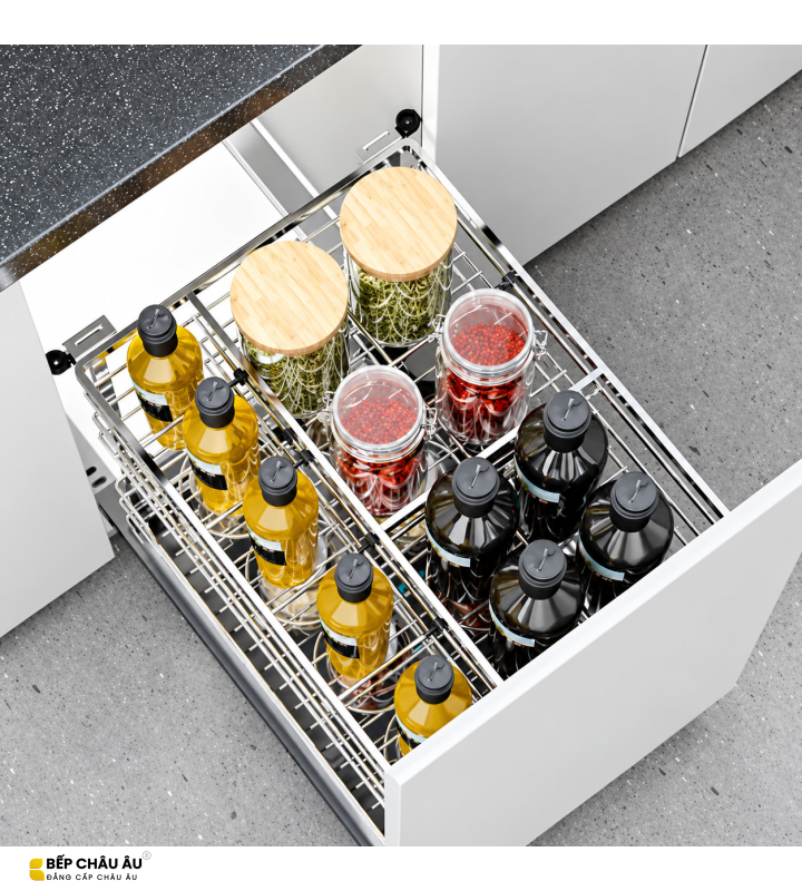 Giá Gia Vị Inox Nan Dẹt EUROGOLD 304 – Ray Giảm Chấn