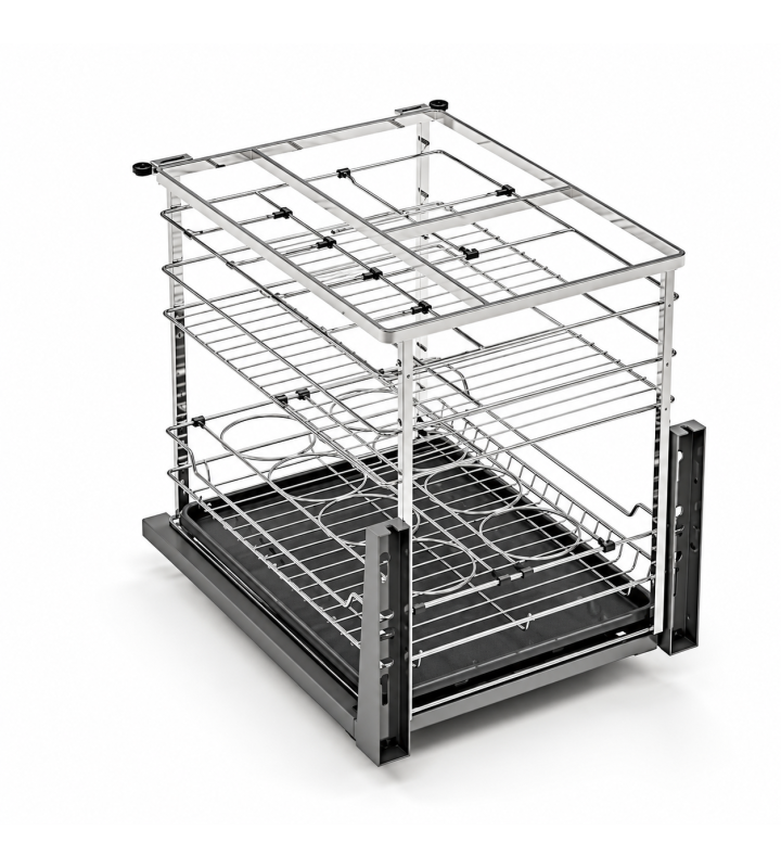 Giá Gia Vị Inox Nan Dẹt EUROGOLD EP046 – Ray Giảm Chấn, Khung Inox 304, Chống Rung