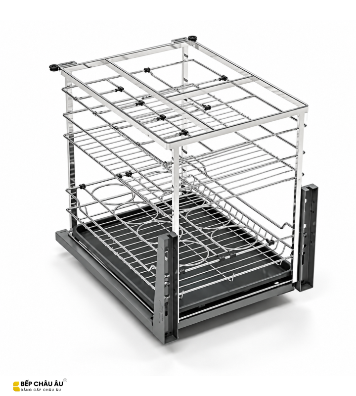 Giá Gia Vị Inox Nan Dẹt EUROGOLD 304 – Ray Giảm Chấn