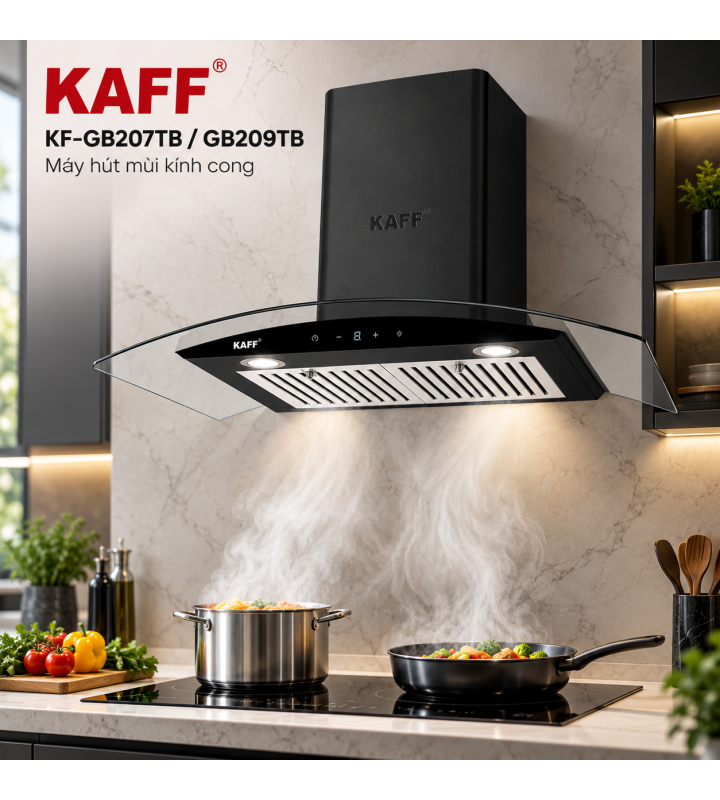Máy Hút Mùi KAFF KF-GB207TB / KF-GB209TB Kính Cong BLDC 1000m³/h
