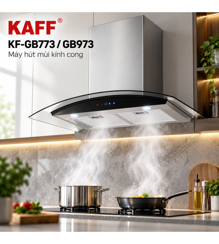 Máy Hút Mùi Kính Cong KAFF KF-GB773 / KF-GB973 Công Suất 1000m³/h