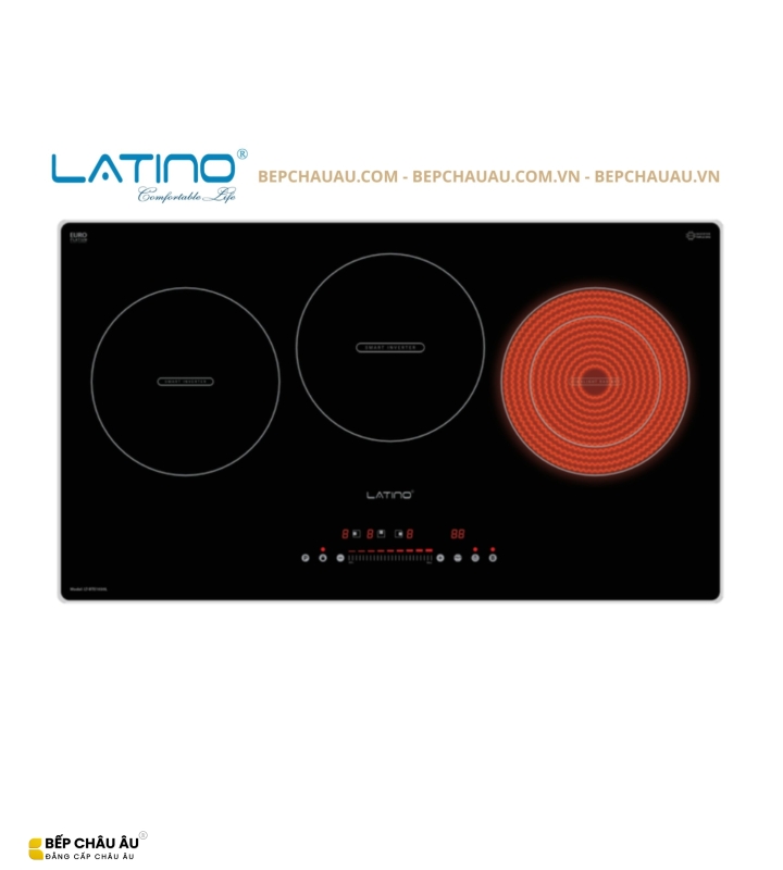 Bếp Điện Từ Latino LT-BTE1030L 3 Vùng Nấu – 2 Từ 1 Hồng Ngoại, Inverter, Kính EURO Platinum Ceramic